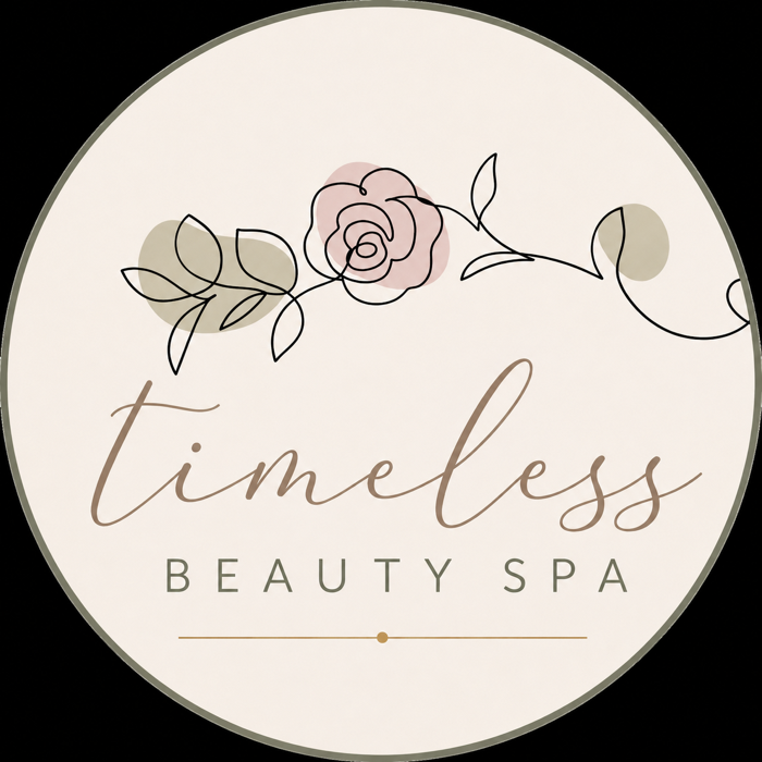 Timeless Beauty Spa logo — a single-line rose with the words timeless beauty spa